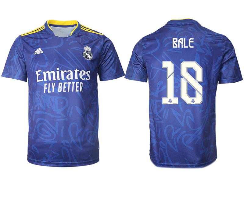 Cheap Men 2021-2022 Club Real Madrid away aaa version blue 18 Soccer Jersey